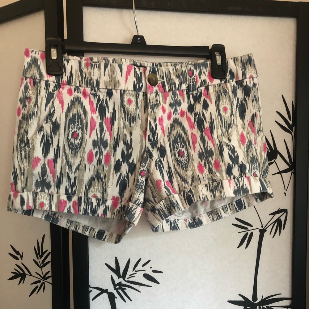 Pink and Blue Print Shorts